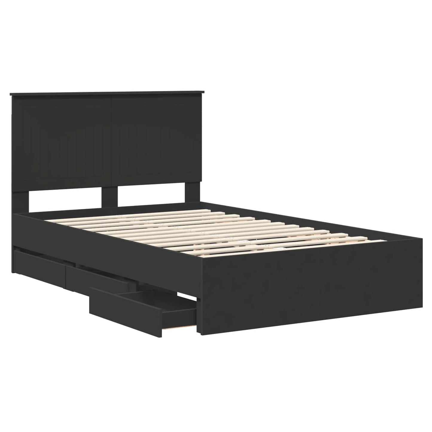 vidaXL Bed Frame with Drawer Black 120 x 190 cm Engineer Wood 5