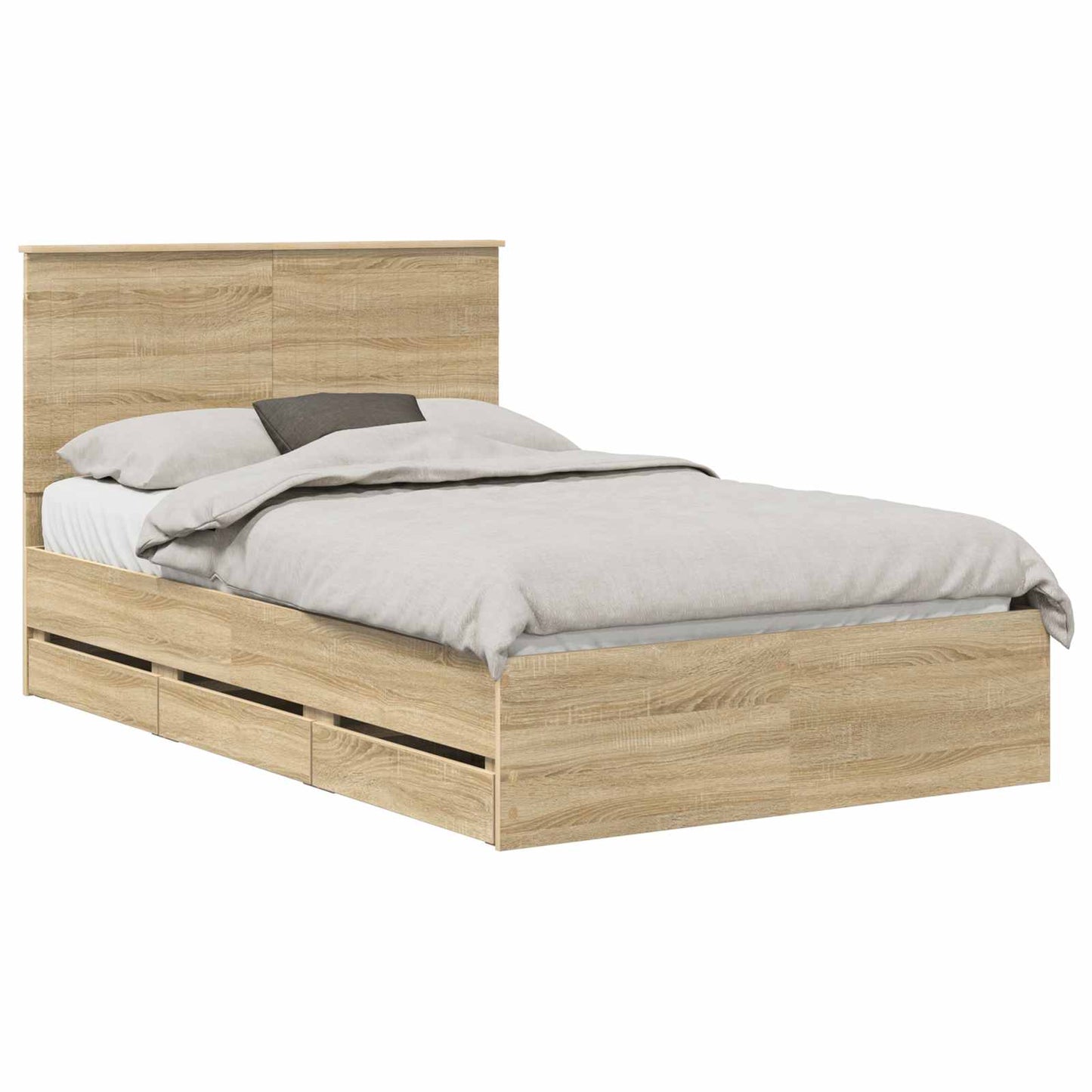 vidaXL Bed Frame with Drawer Sonoma Oak 120 x 190 cm Engineer Wood 2