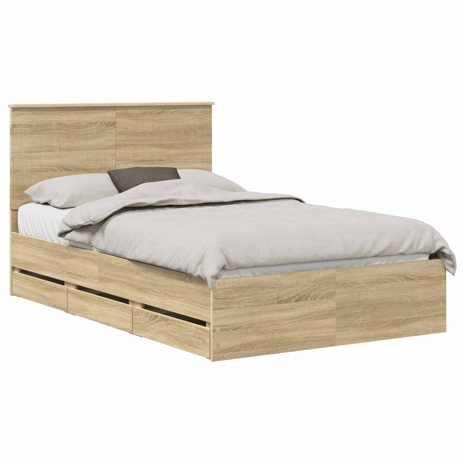 vidaXL Bed Frame with Drawer Sonoma Oak 120 x 190 cm Engineer Wood 2