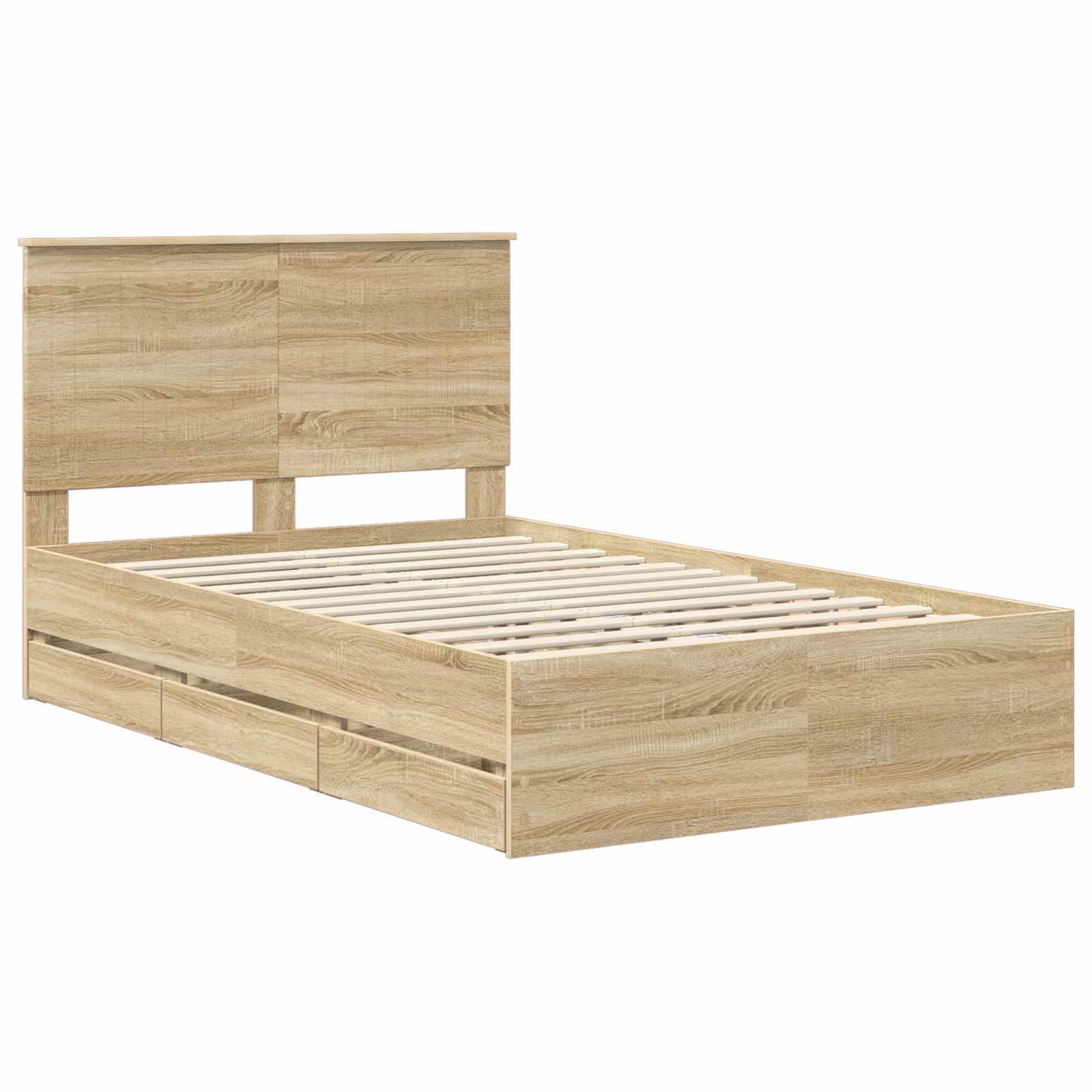 vidaXL Bed Frame with Drawer Sonoma Oak 120 x 190 cm Engineer Wood 4