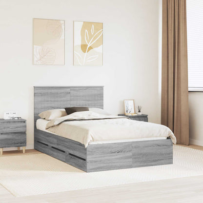 vidaXL Bed Frame with Drawer Grey Sonoma 120 x 190 cm Engineer Wood 1