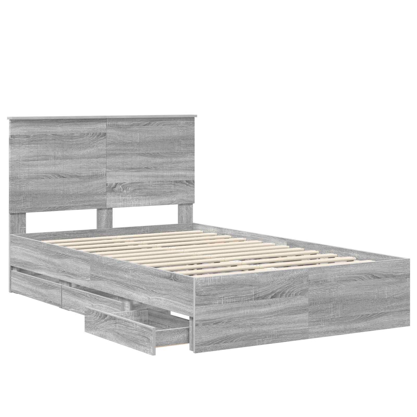 vidaXL Bed Frame with Drawer Grey Sonoma 120 x 190 cm Engineer Wood 5