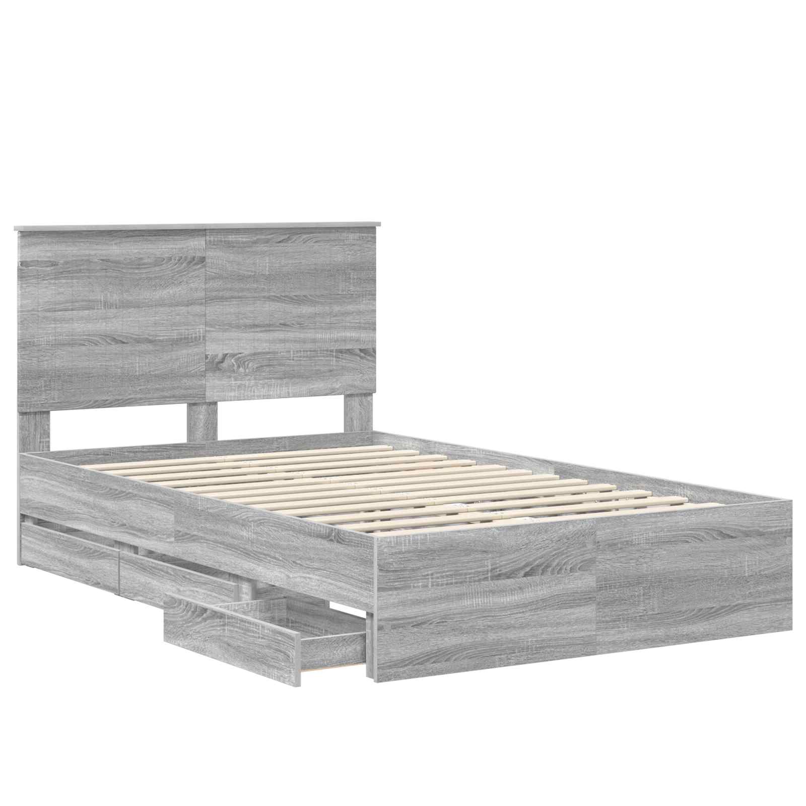 vidaXL Bed Frame with Drawer Grey Sonoma 120 x 190 cm Engineer Wood 5