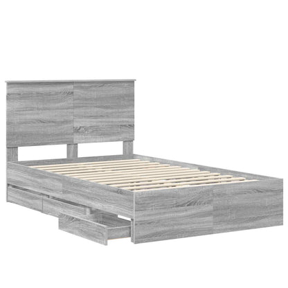 vidaXL Bed Frame with Drawer Grey Sonoma 120 x 190 cm Engineer Wood 5