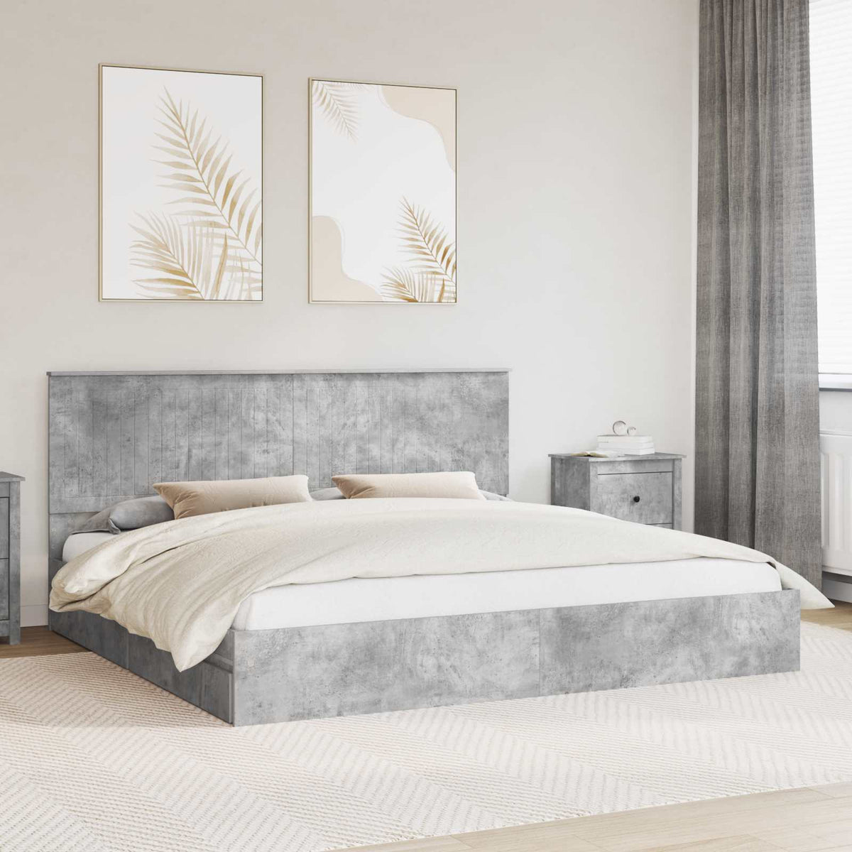 Storage Bed Engineered Wood Length 200 cm Concrete Grey 200 cm