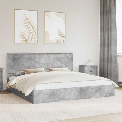 Storage Bed Engineered Wood Length 200 cm Concrete Grey 200 cm