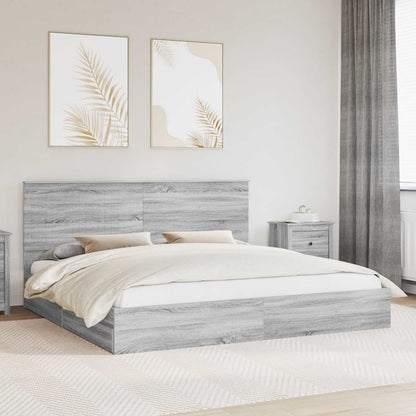 vidaXL Storage Bed Grey Sonoma 200 x 200 cm Engineered Wood 1