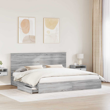 Storage Bed Engineered Wood Length 200 cm Grey sonoma 200 cm