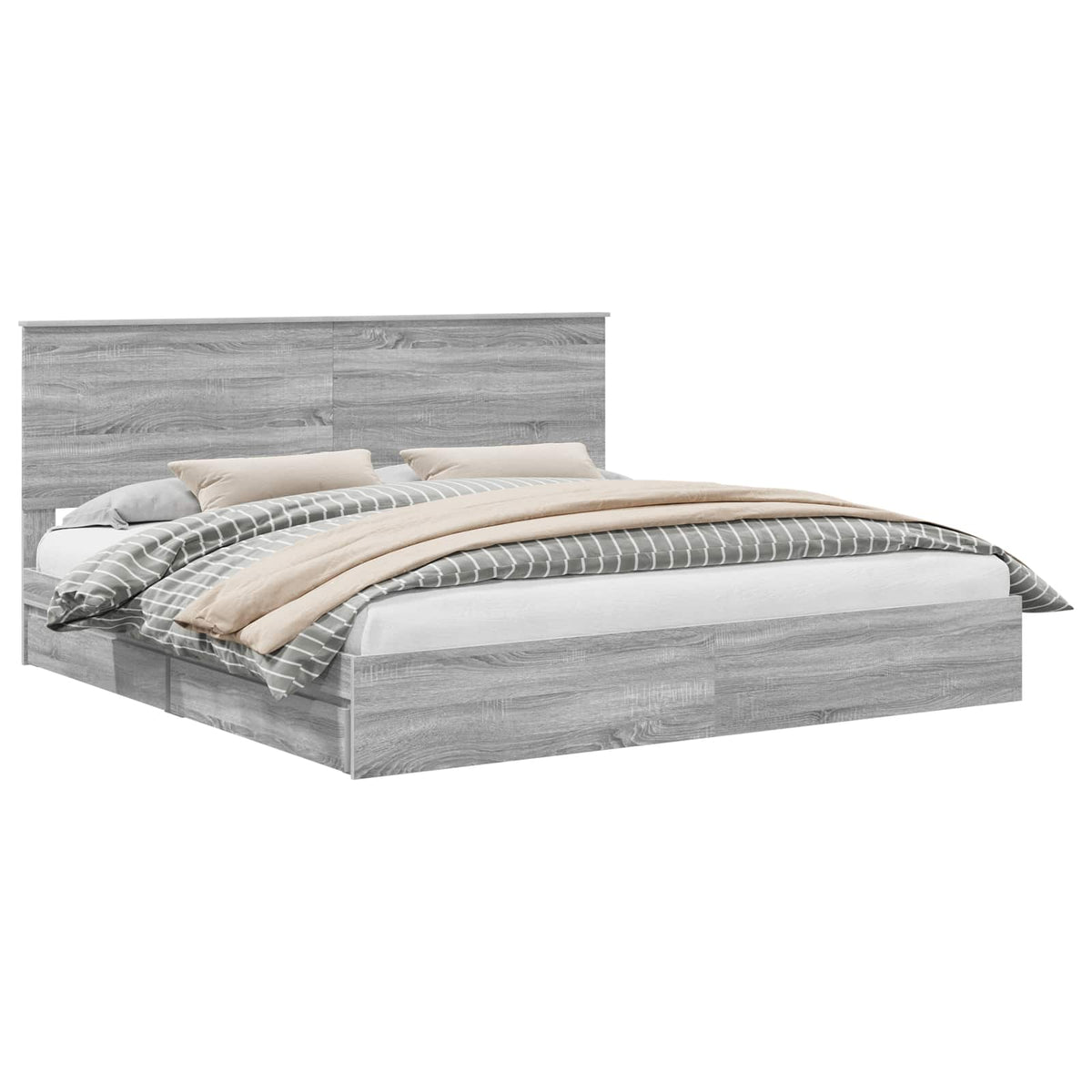 vidaXL Storage Bed Grey Sonoma 200 x 200 cm Engineered Wood 2