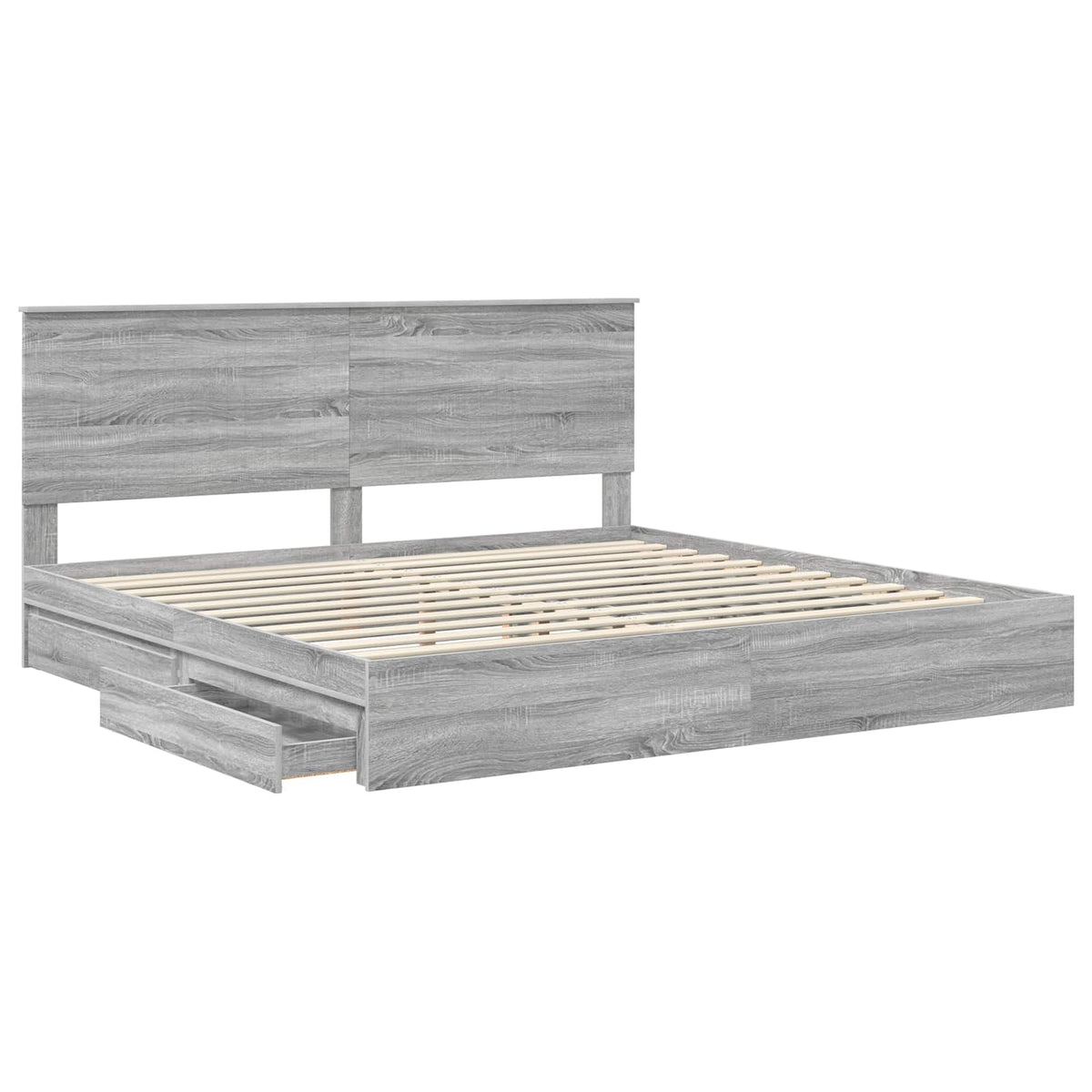 vidaXL Storage Bed Grey Sonoma 200 x 200 cm Engineered Wood 5