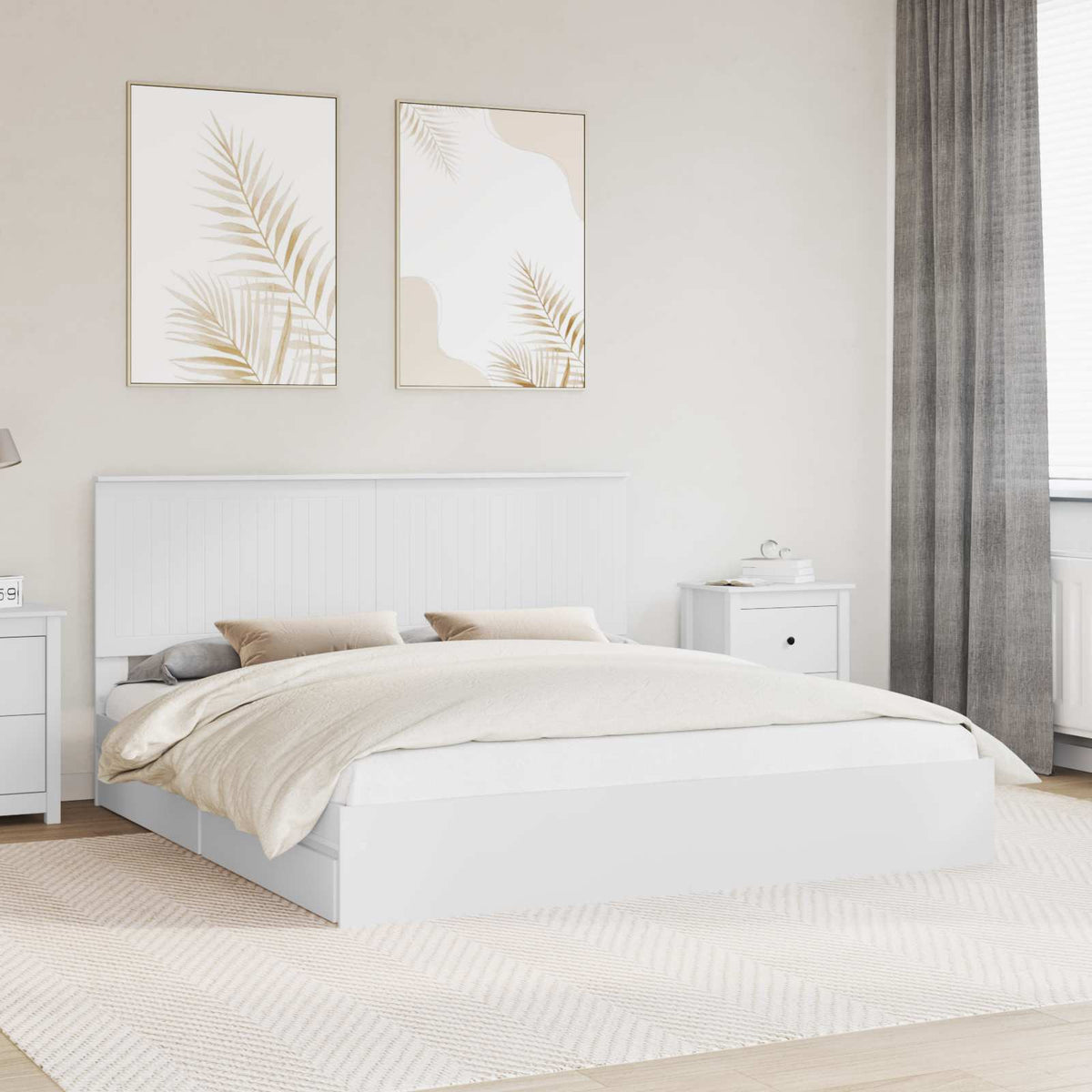vidaXL Storage Bed with Drawer White 180 x 200 cm Engineered Wood 1