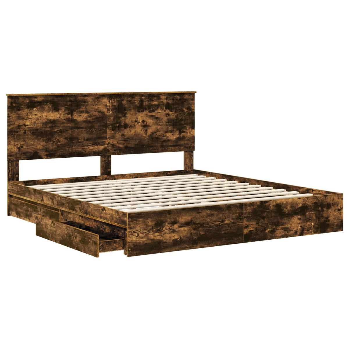 vidaXL Storage Bed Smoked Oak 180 x 200 cm Engineered Wood 5