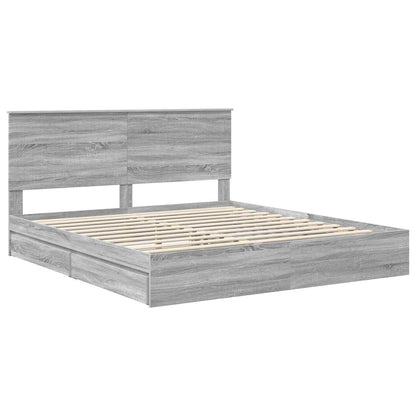 vidaXL Storage Bed Grey Sonoma 180 x 200 cm Engineered Wood 4