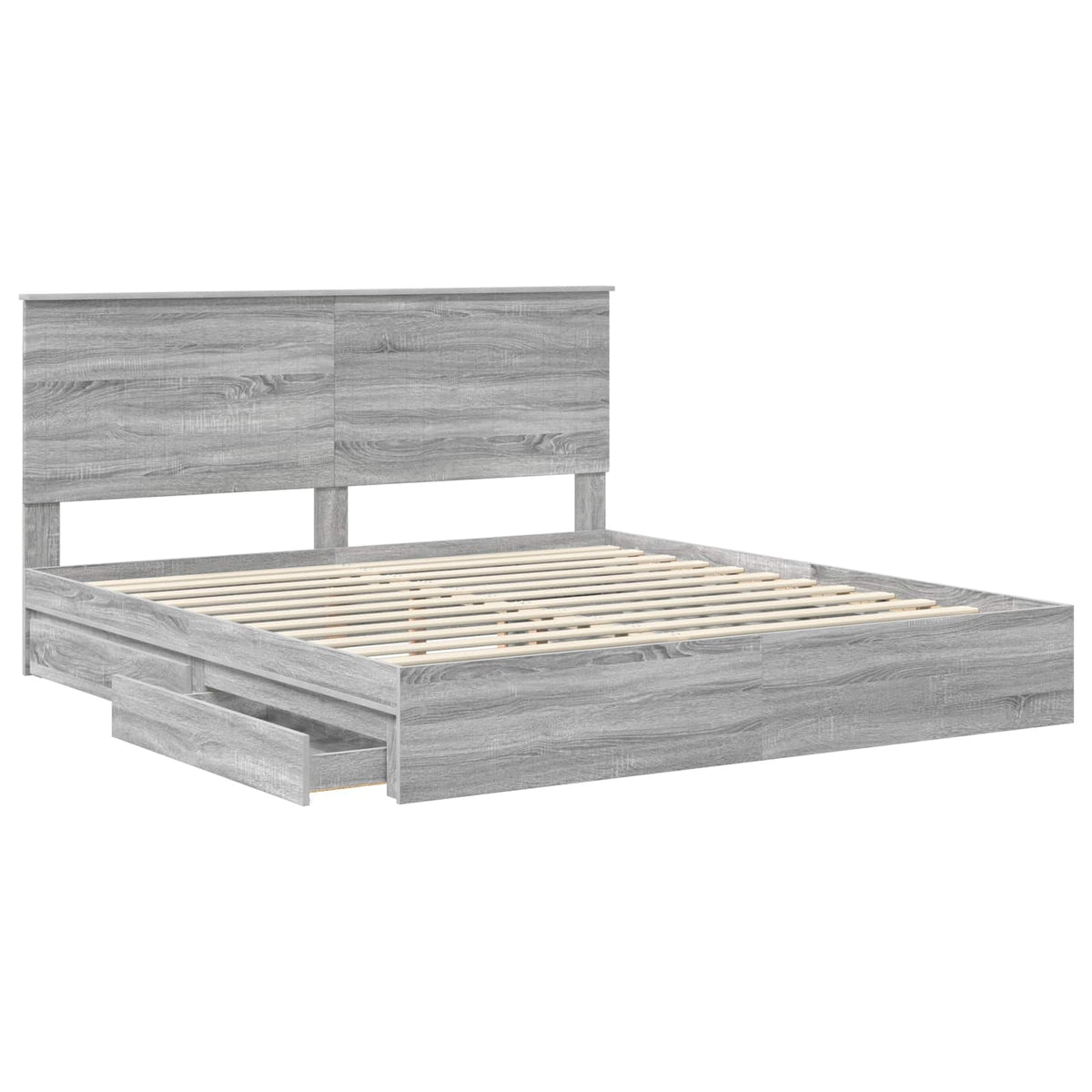 vidaXL Storage Bed Grey Sonoma 180 x 200 cm Engineered Wood 5