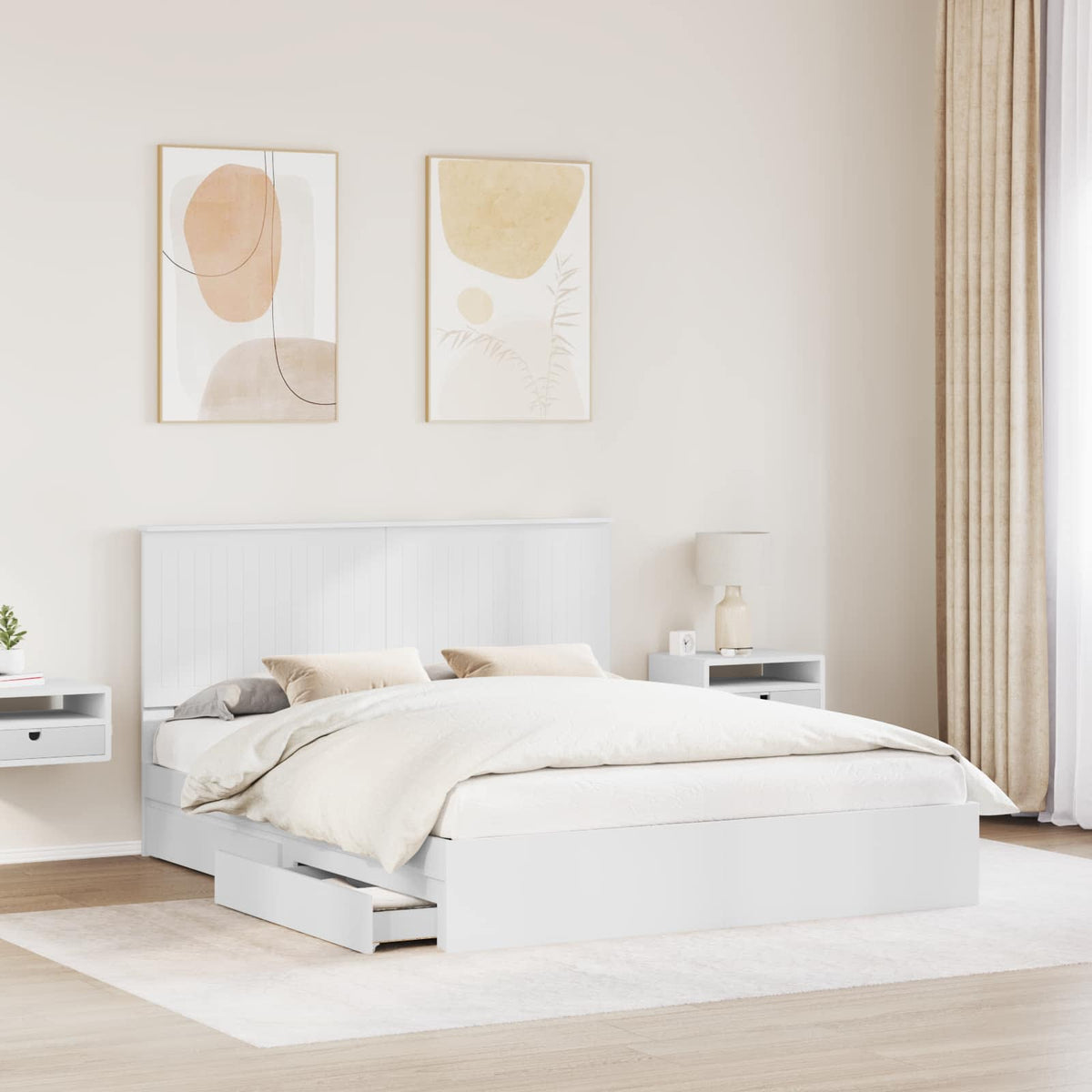 vidaXL Storage Bed with Drawer White 160 x 200 cm Engineered Wood 3
