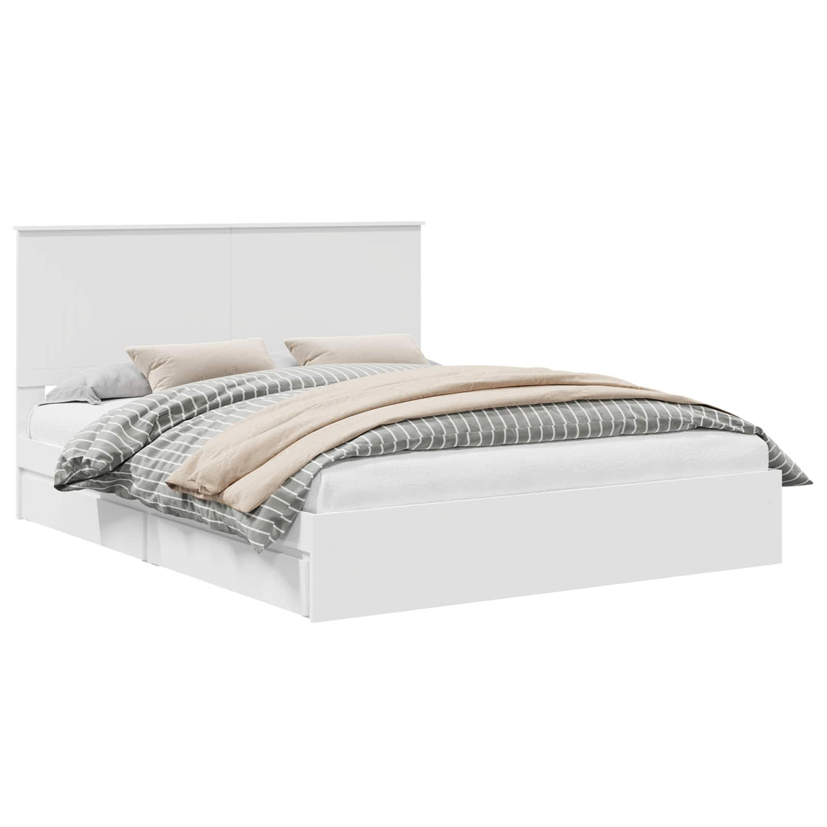 vidaXL Storage Bed with Drawer White 160 x 200 cm Engineered Wood 2