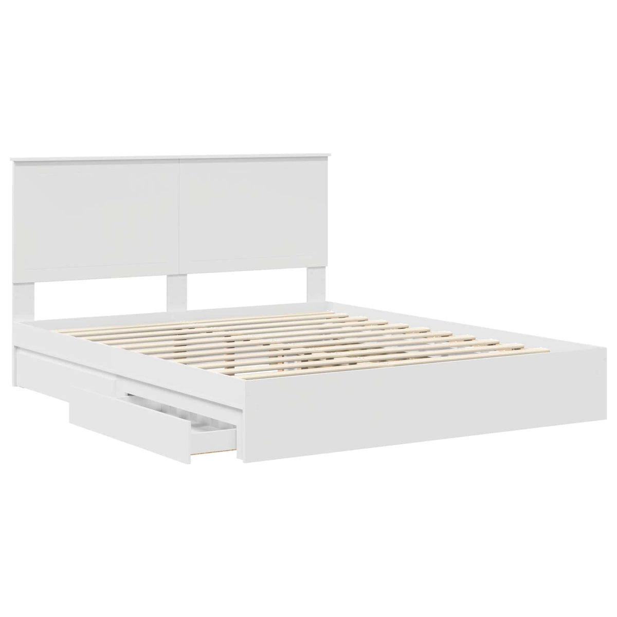 vidaXL Storage Bed with Drawer White 160 x 200 cm Engineered Wood 5