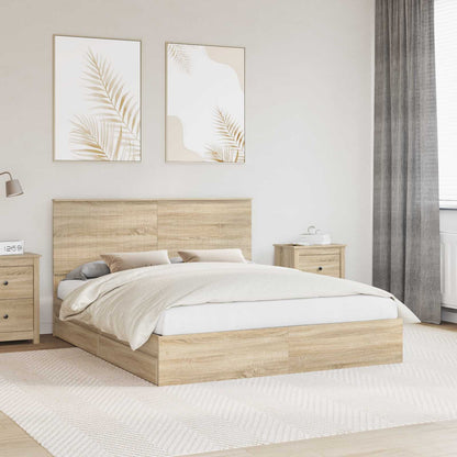 vidaXL Storage Bed with Drawer Sonoma Oak 160 x 200 cm Engineered Wood 1