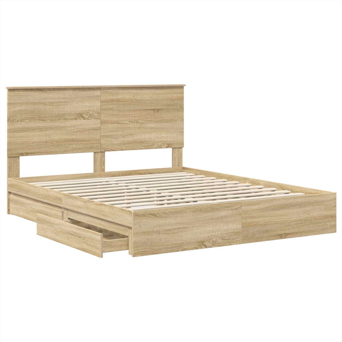 vidaXL Storage Bed with Drawer Sonoma Oak 160 x 200 cm Engineered Wood 5
