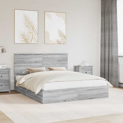 vidaXL Storage Bed Grey Sonoma 160 x 200 cm Engineered Wood 1
