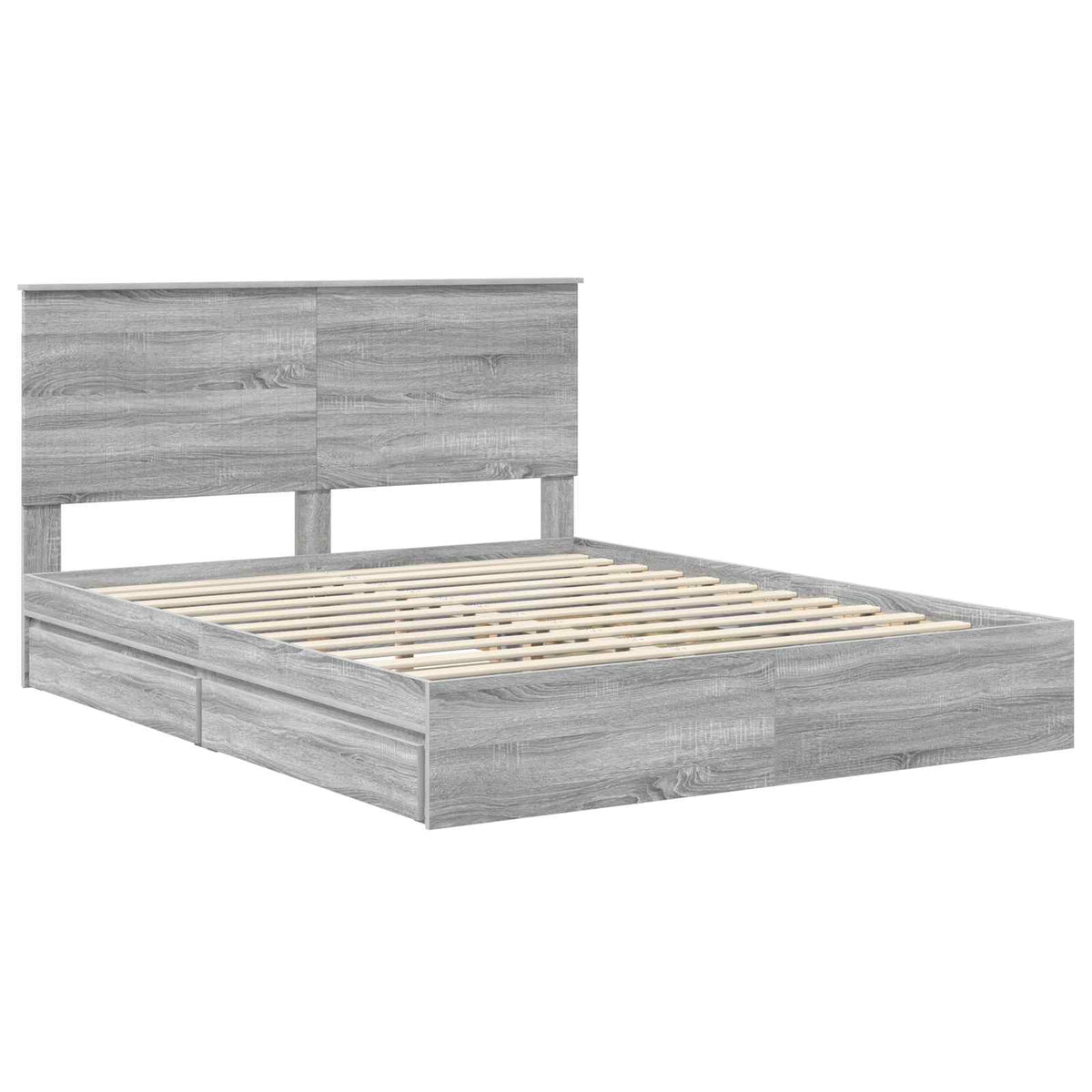 vidaXL Storage Bed Grey Sonoma 160 x 200 cm Engineered Wood 4