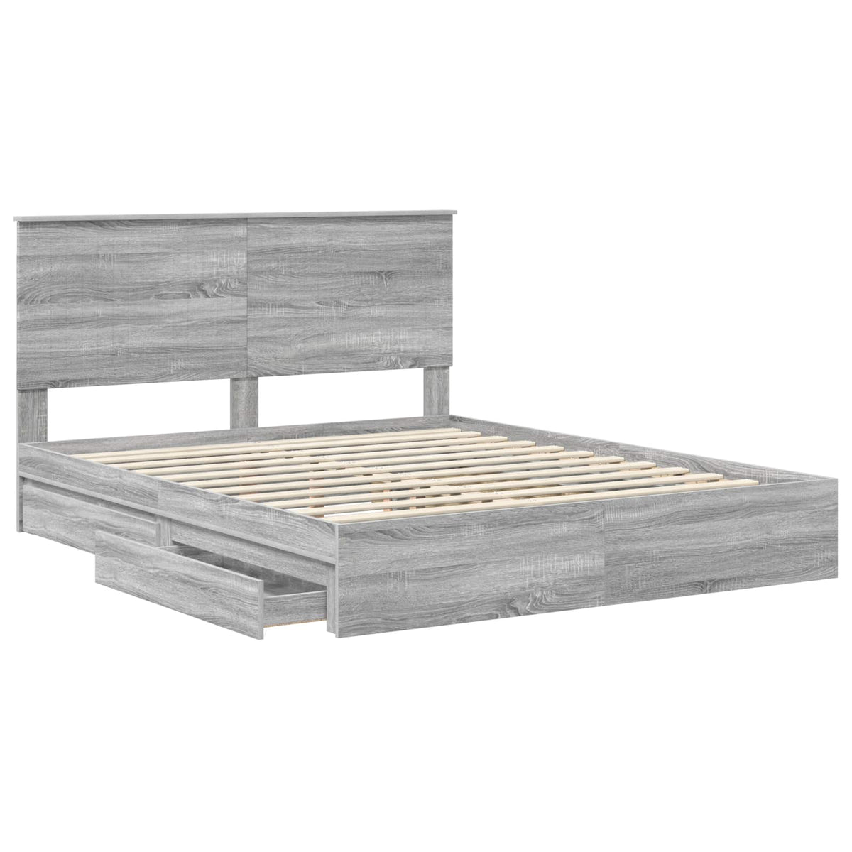 vidaXL Storage Bed Grey Sonoma 160 x 200 cm Engineered Wood 5