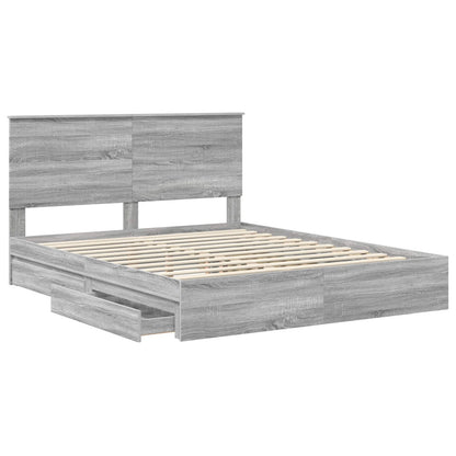 vidaXL Storage Bed Grey Sonoma 160 x 200 cm Engineered Wood 5