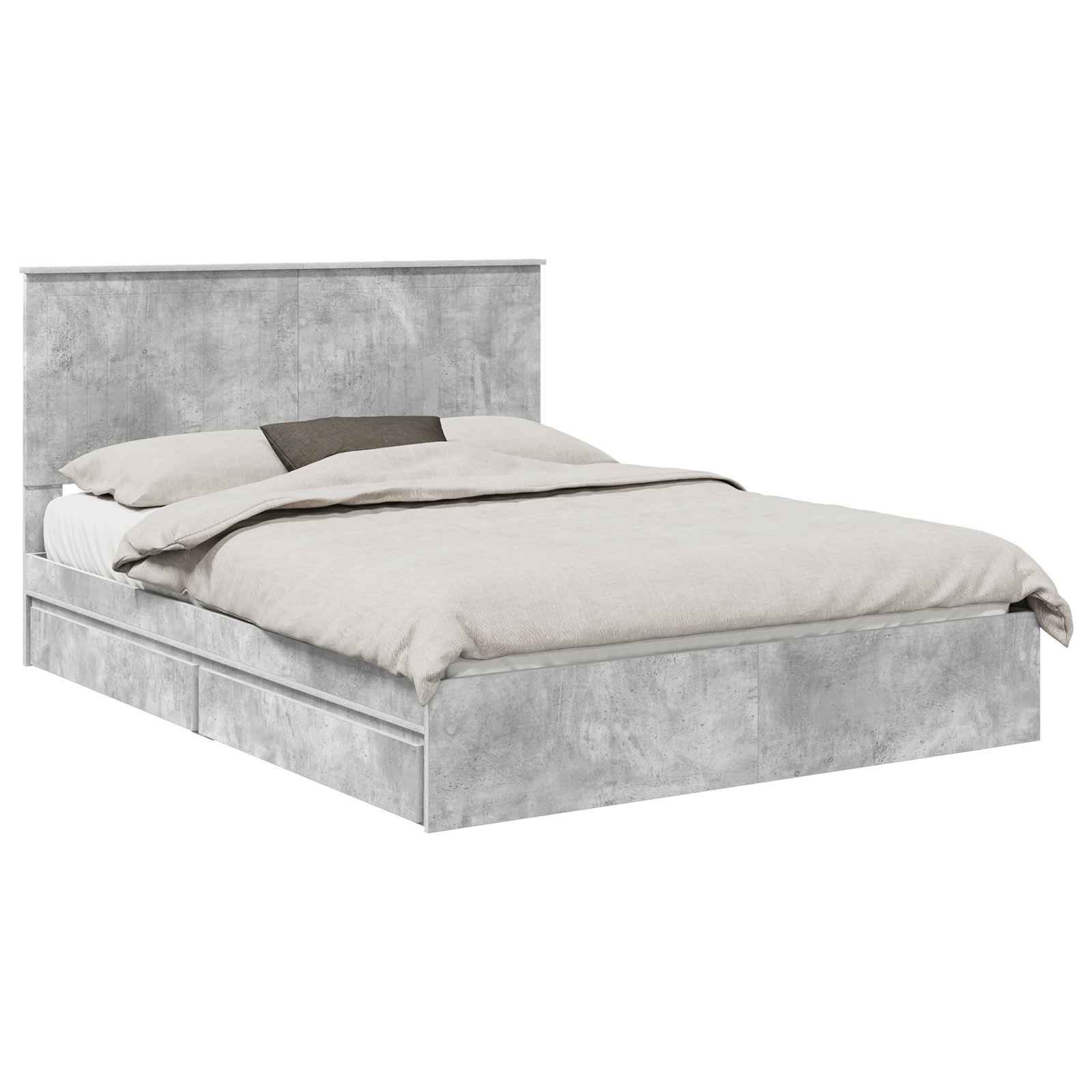 vidaXL Storage Bed Concrete Grey 150 x 200 cm Engineered Wood 2