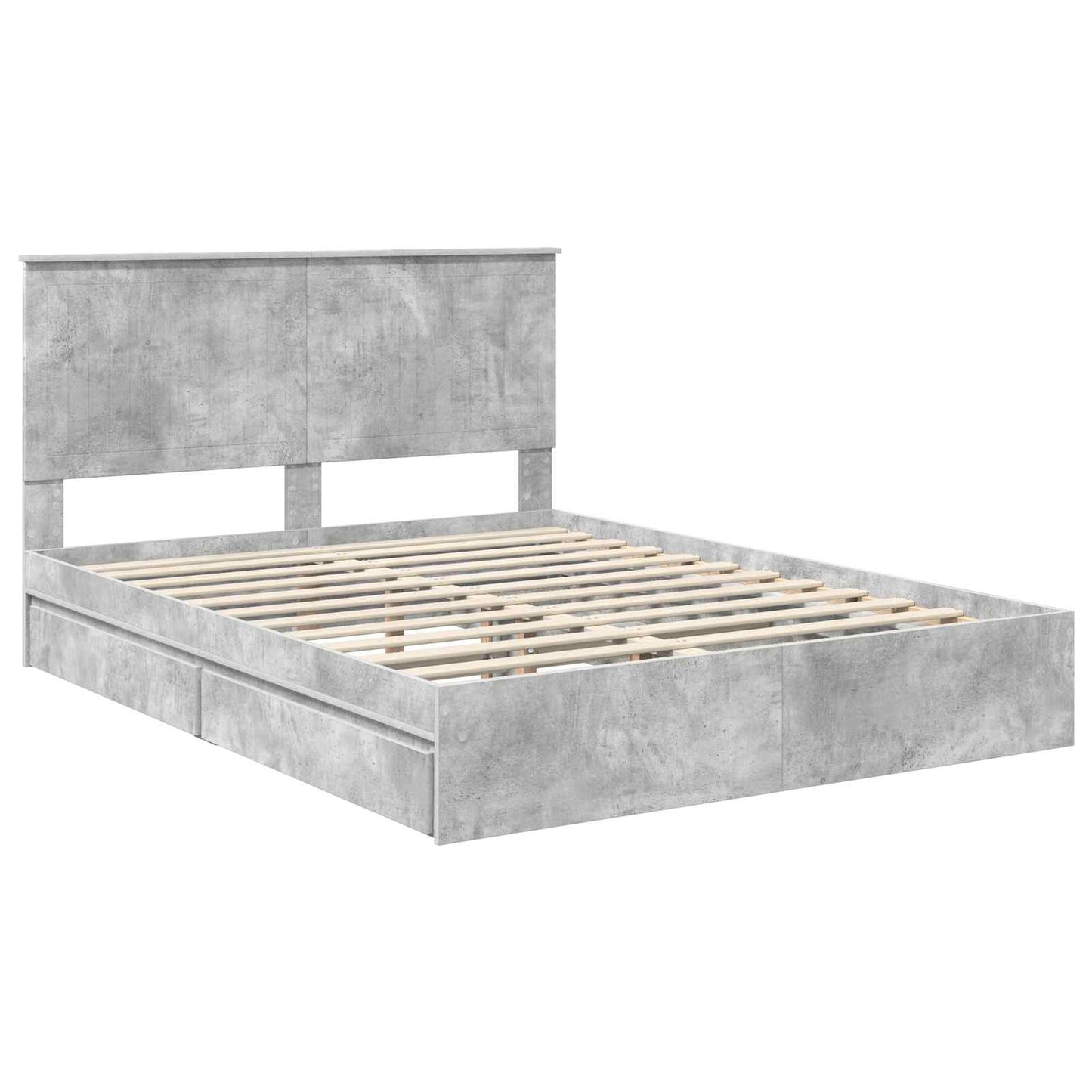 vidaXL Storage Bed Concrete Grey 150 x 200 cm Engineered Wood 4