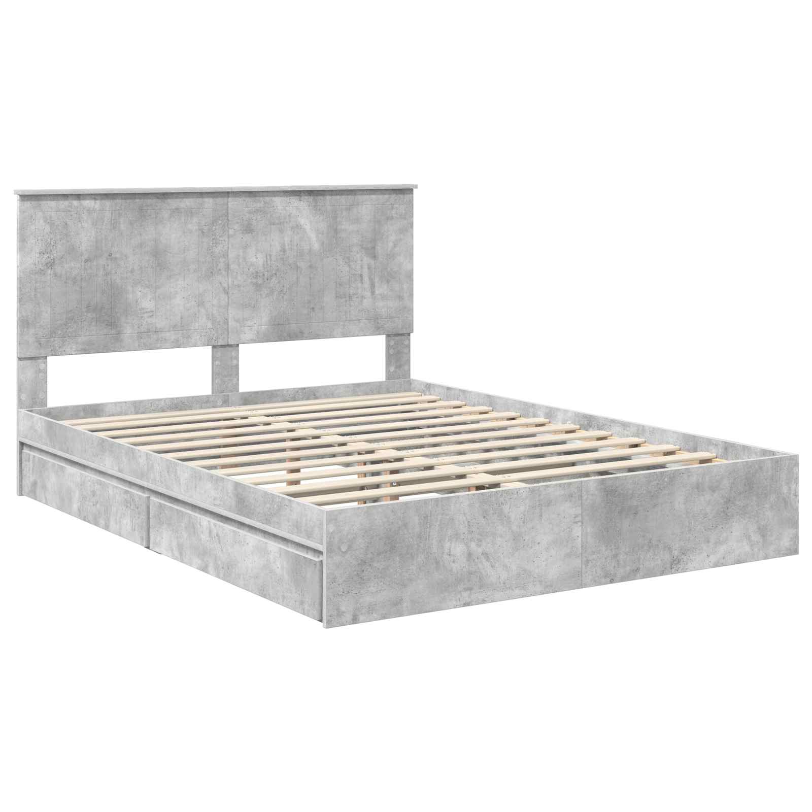 vidaXL Storage Bed Concrete Grey 150 x 200 cm Engineered Wood 4
