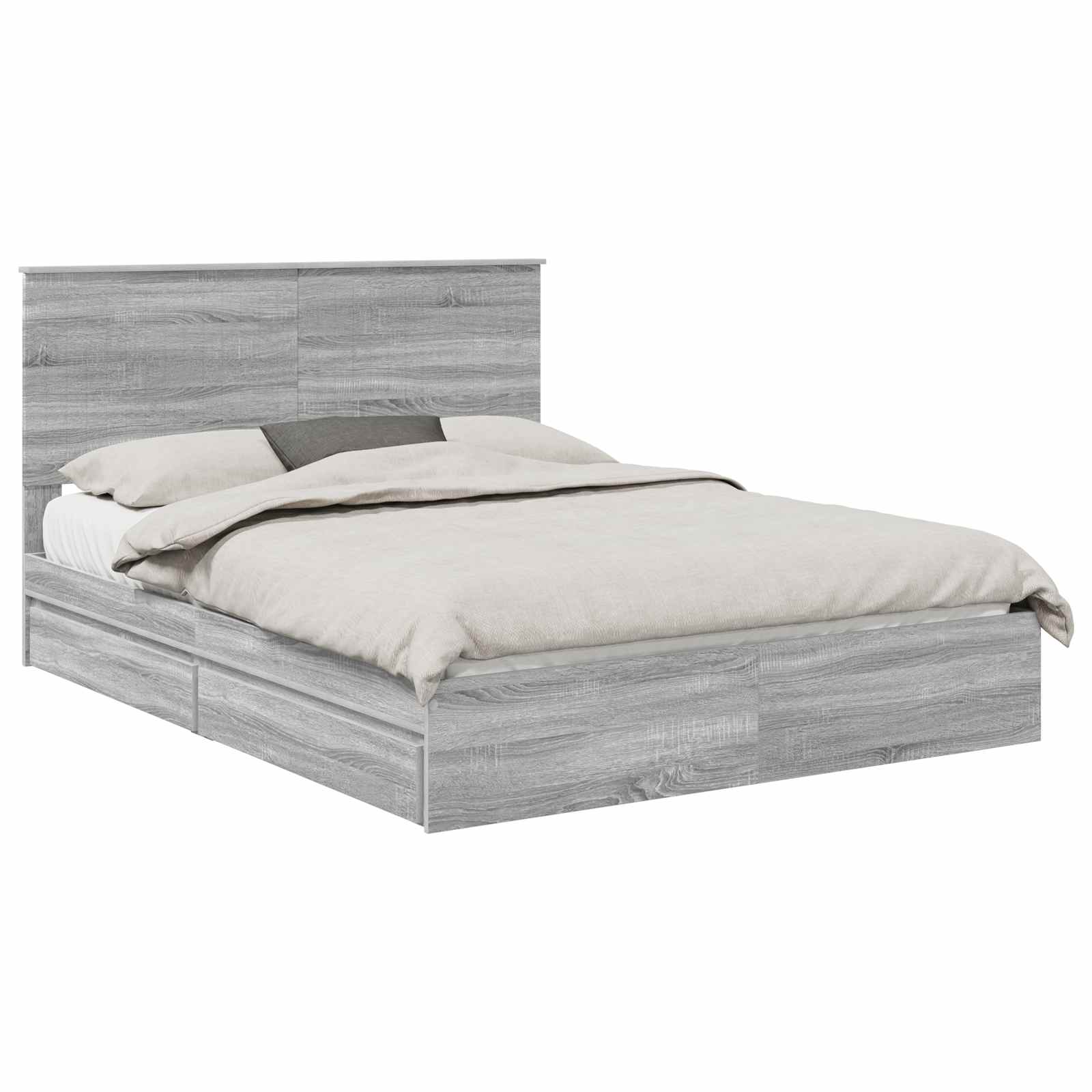 vidaXL Storage Bed Grey Sonoma 150 x 200 cm Engineered Wood 2