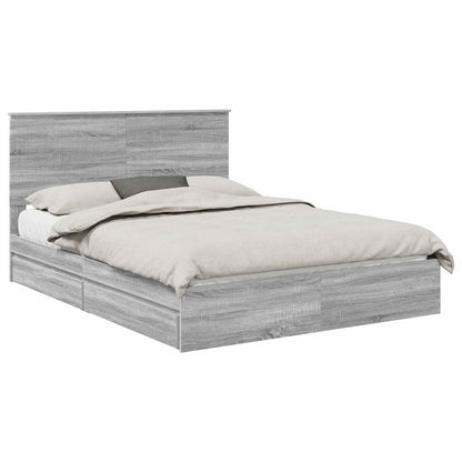 vidaXL Storage Bed Grey Sonoma 150 x 200 cm Engineered Wood 2