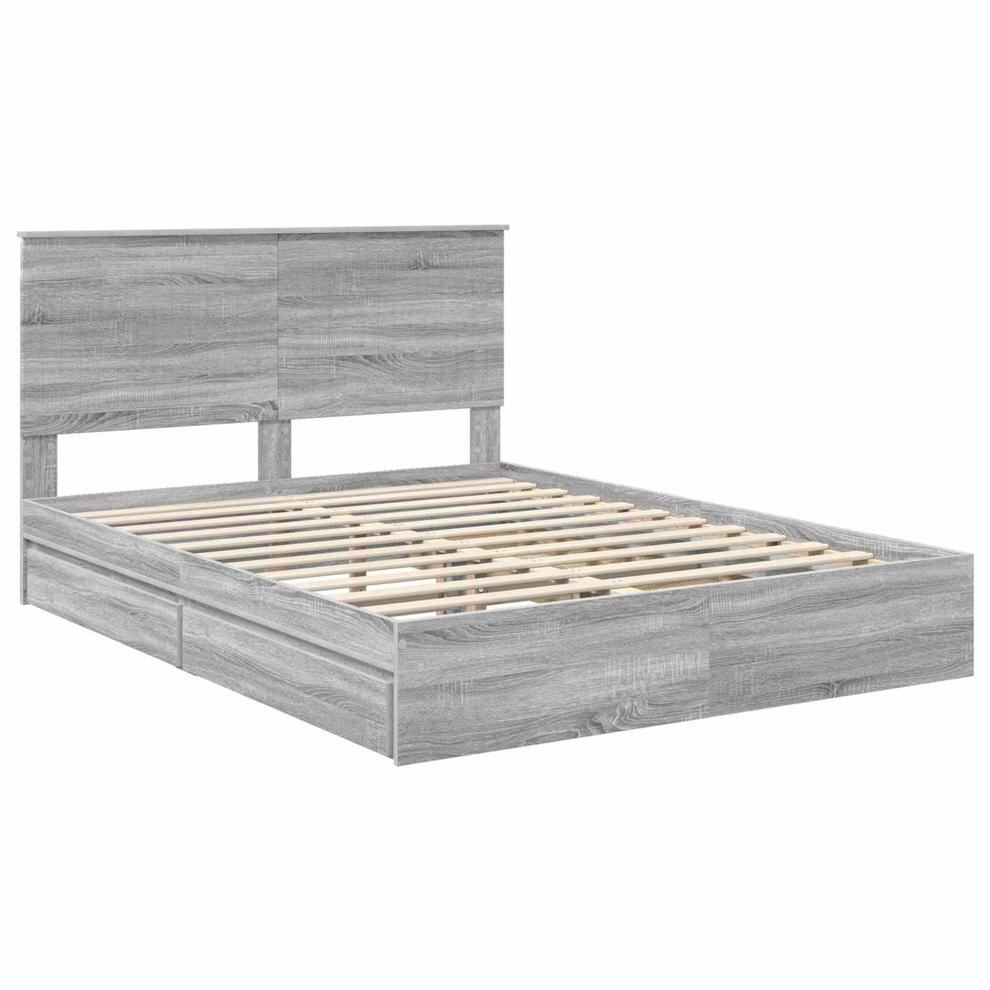 vidaXL Storage Bed Grey Sonoma 150 x 200 cm Engineered Wood 4