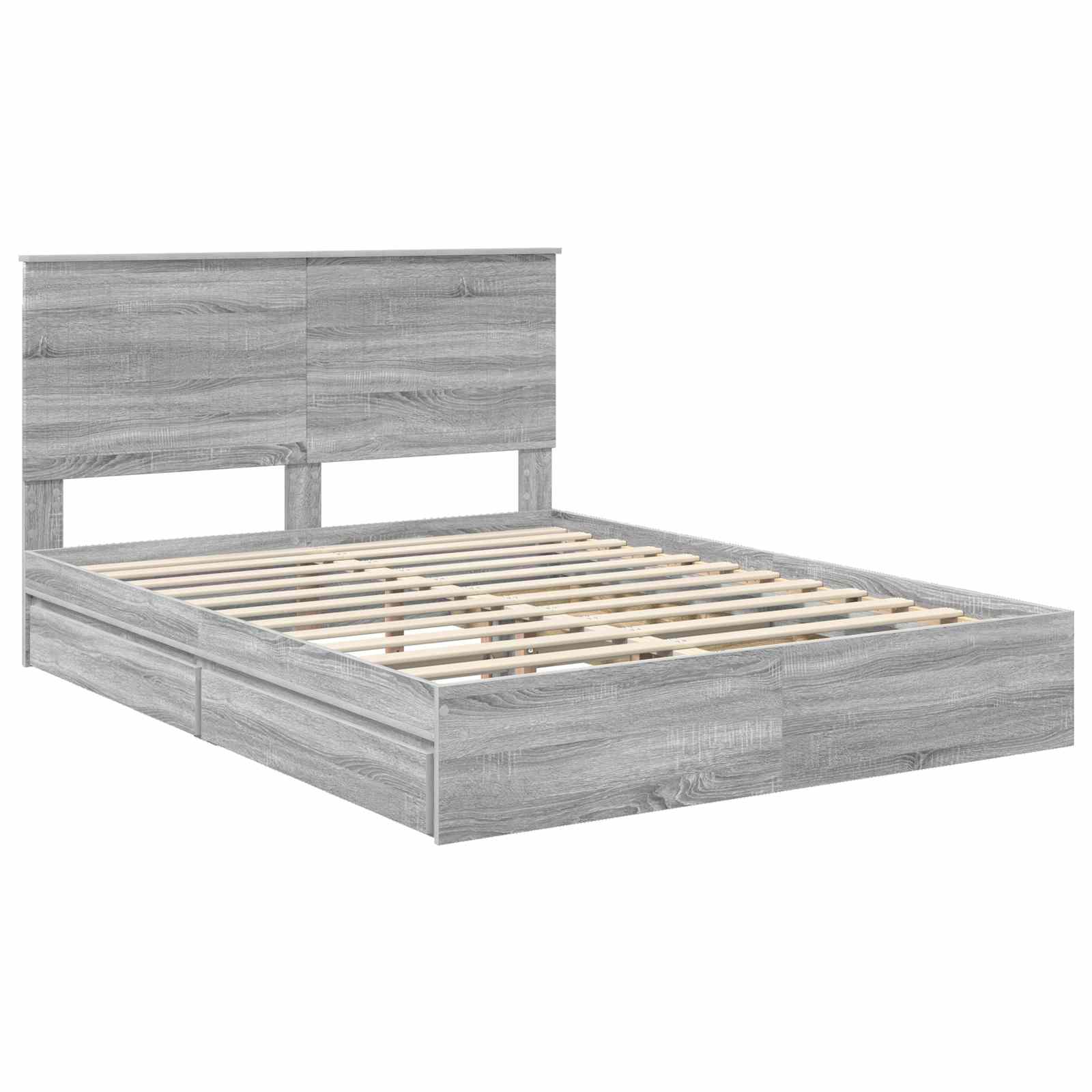 vidaXL Storage Bed Grey Sonoma 150 x 200 cm Engineered Wood 4