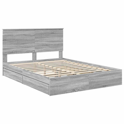 vidaXL Storage Bed Grey Sonoma 150 x 200 cm Engineered Wood 4