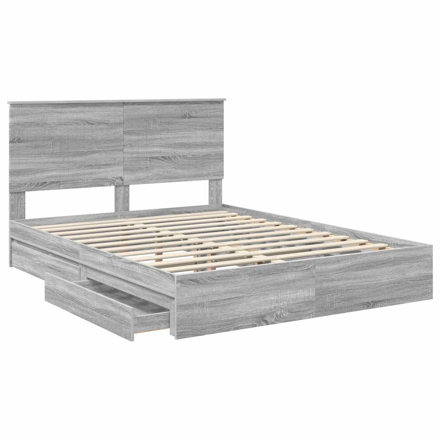 vidaXL Storage Bed Grey Sonoma 150 x 200 cm Engineered Wood 5