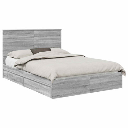 Storage Bed Engineered Wood Length 200 cm Grey sonoma 140 cm