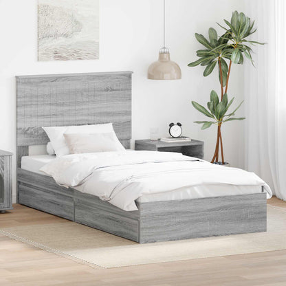 vidaXL Storage Bed Engineered Wood Length 200 cm Grey sonoma