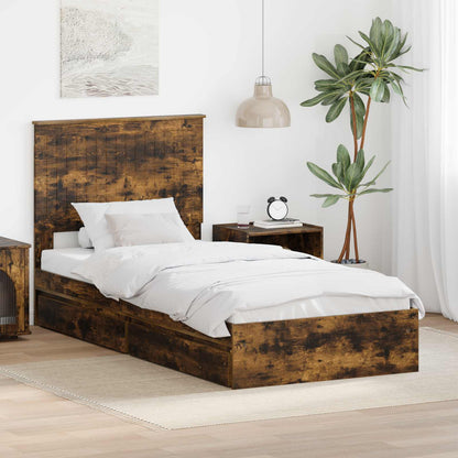 Storage Bed Engineered Wood Length 200 cm Smoked Oak 90 cm