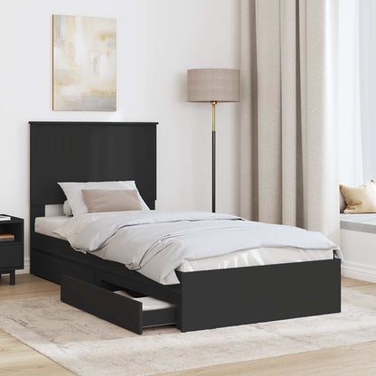vidaXL Storage Bed with Drawer Black 90 x 190 cm Engineered Wood 3