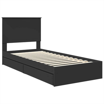 vidaXL Storage Bed with Drawer Black 90 x 190 cm Engineered Wood 4