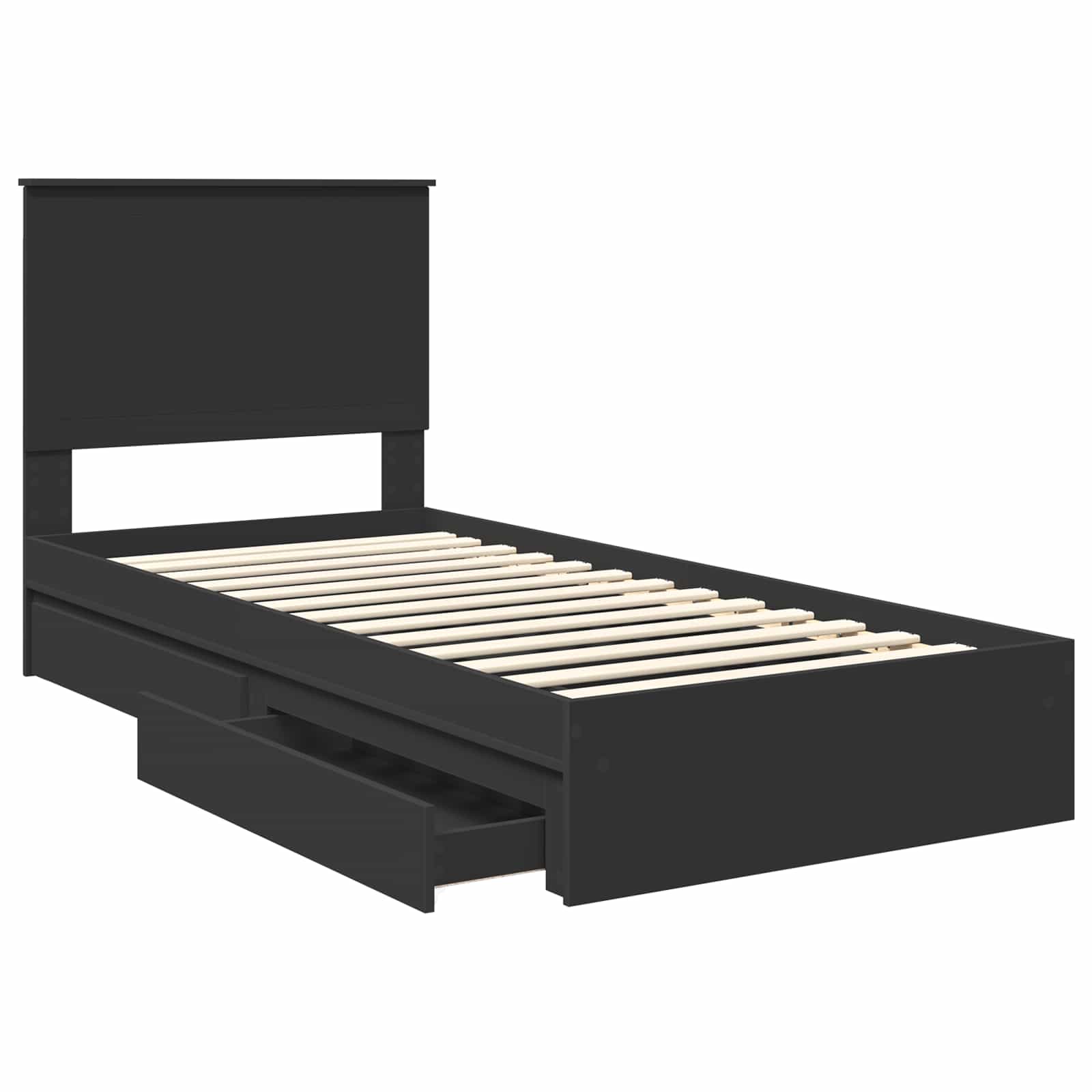 vidaXL Storage Bed with Drawer Black 90 x 190 cm Engineered Wood 5