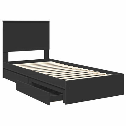 vidaXL Storage Bed with Drawer Black 90 x 190 cm Engineered Wood 5