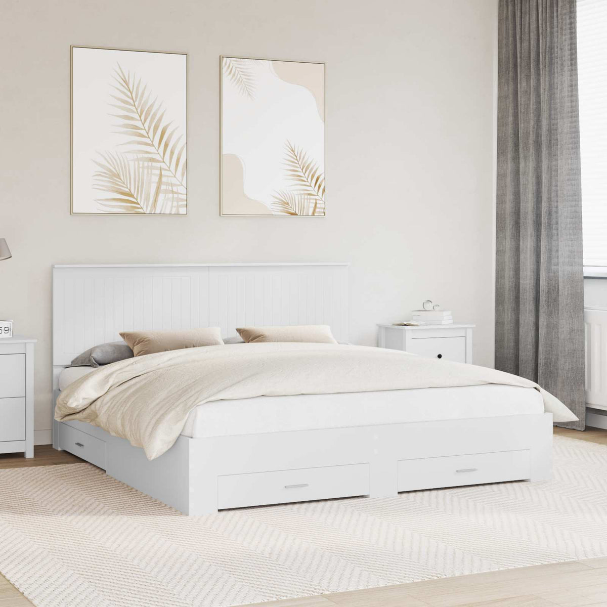 vidaXL Bed Frame with Drawer White 180 x 200 cm Engineered Wood 1
