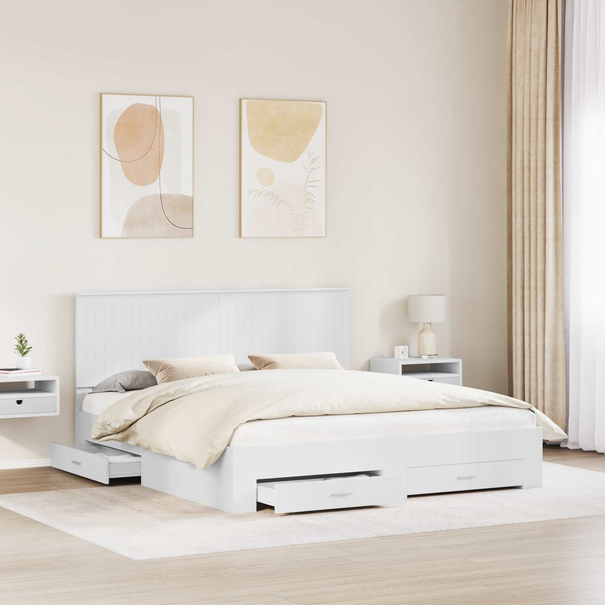 vidaXL Bed Frame with Drawer White 180 x 200 cm Engineered Wood 3