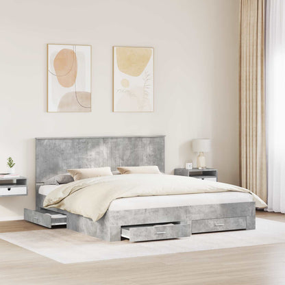 vidaXL Bed Frame Concrete Grey 180 x 200 cm Engineered Wood 3