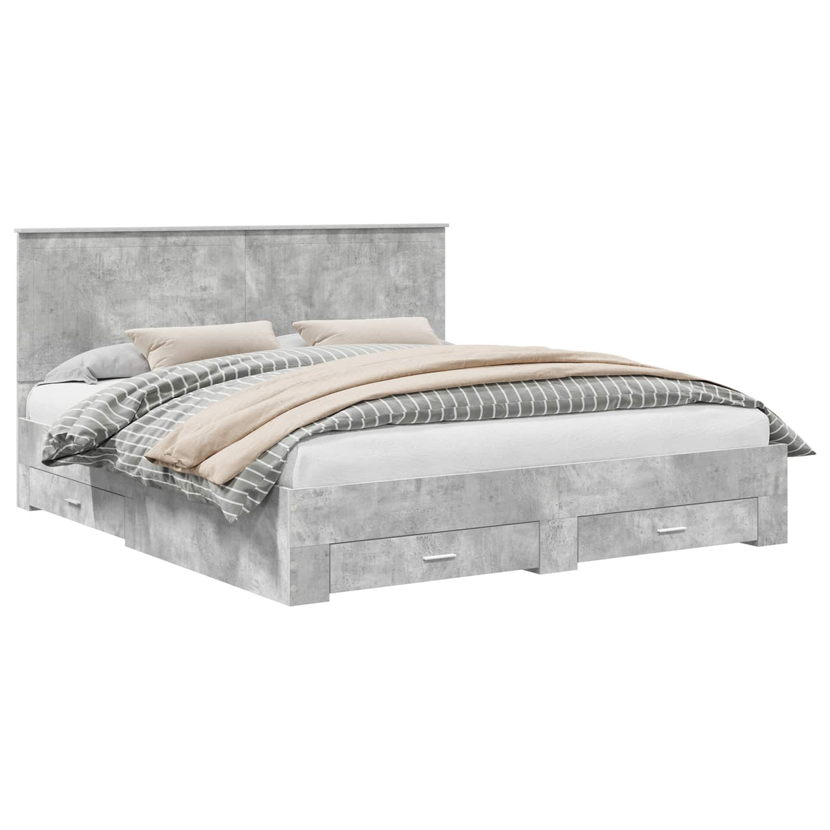 vidaXL Bed Frame Concrete Grey 180 x 200 cm Engineered Wood 2