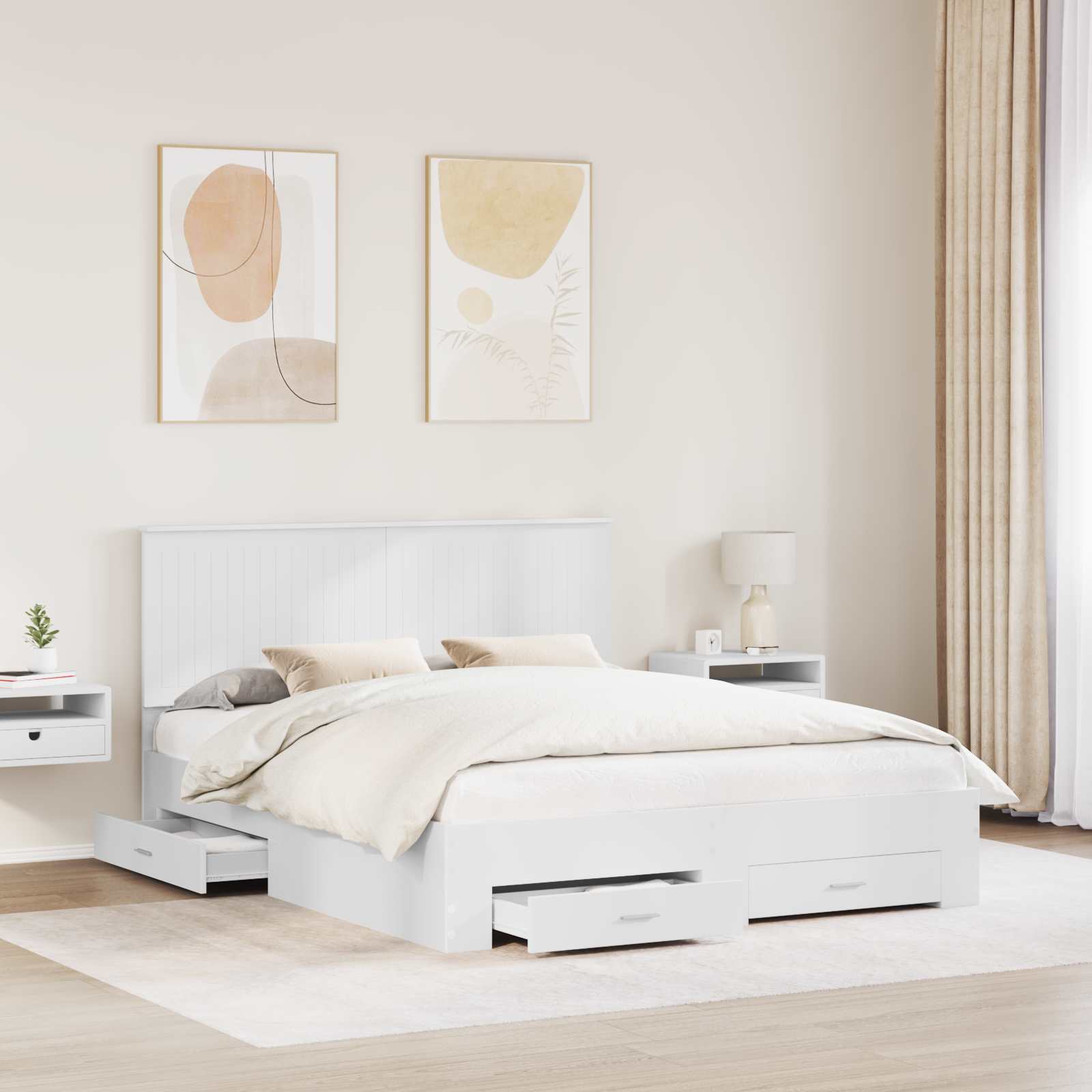 vidaXL Bed Frame with Drawer White 160 x 200 cm Engineered Wood 3