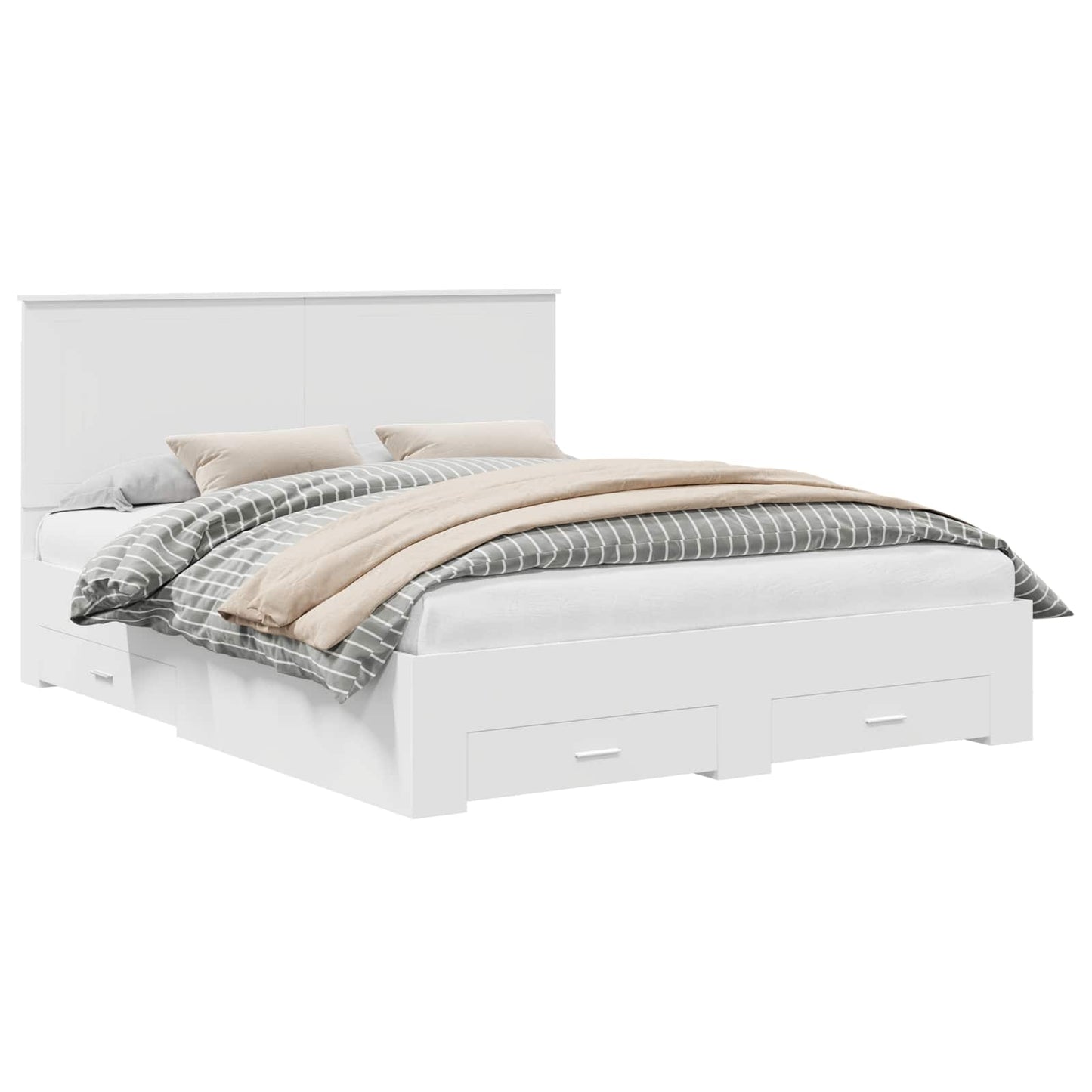 vidaXL Bed Frame with Drawer White 160 x 200 cm Engineered Wood 2