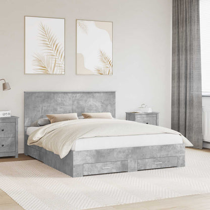 vidaXL Bed Frame Concrete Grey 160 x 200 cm Engineered Wood 1